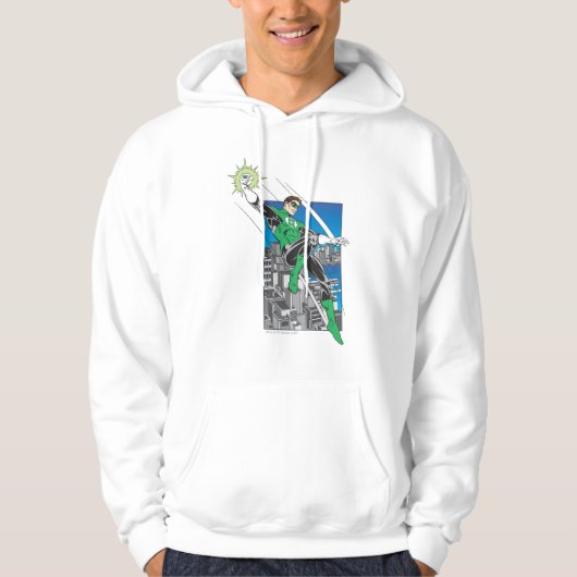 Groene Lantaarn met achtergrond stad Hoodie (Voorkant)