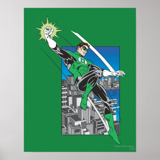 Groene Lantaarn met achtergrond stad Poster (Voorkant)