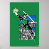 Groene Lantaarn met achtergrond stad Poster (Voorkant)