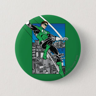 Groene Lantaarn met achtergrond stad Ronde Button 5,7 Cm