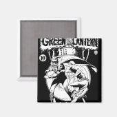 Groene Lantaarn met cape in gevecht, zwart en wit Magneet (Voorkant / Achterkant)