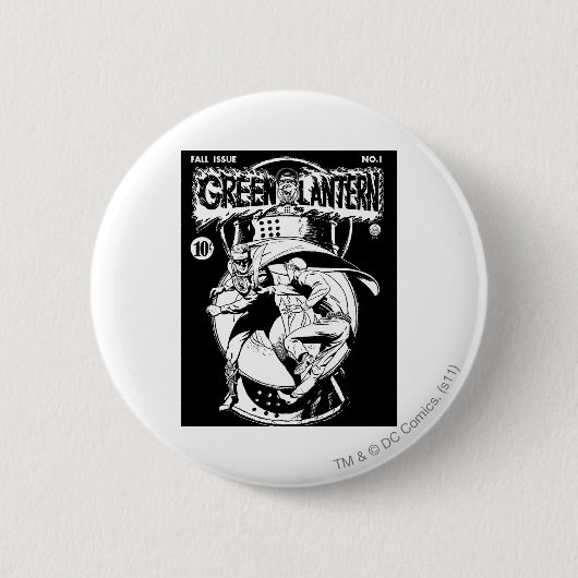 Groene Lantaarn met cape in gevecht, zwart en wit Ronde Button 5,7 Cm (Voorkant)