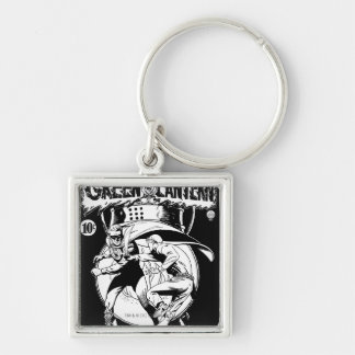 Groene Lantaarn met cape in gevecht, zwart en wit Sleutelhanger