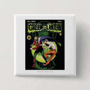 Groene Lantaarn met kapje in gevecht Vierkante Button 5,1 Cm