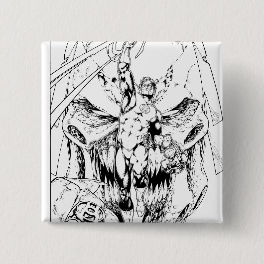 Groene Lantaarn met lichtstroom Vierkante Button 5,1 Cm (Voorkant)