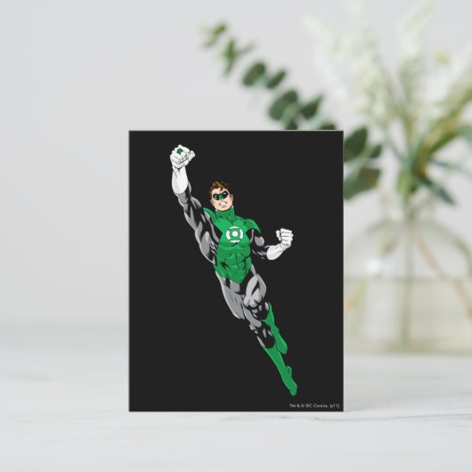 Groene lantaarn - omhoog vliegen briefkaart (Staand voorkant)