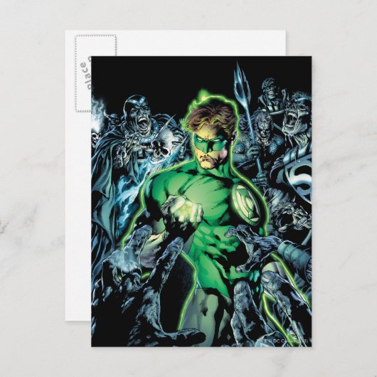 Groene Lantaarn omringd - Kleur Briefkaart (Voorkant / Achterkant)