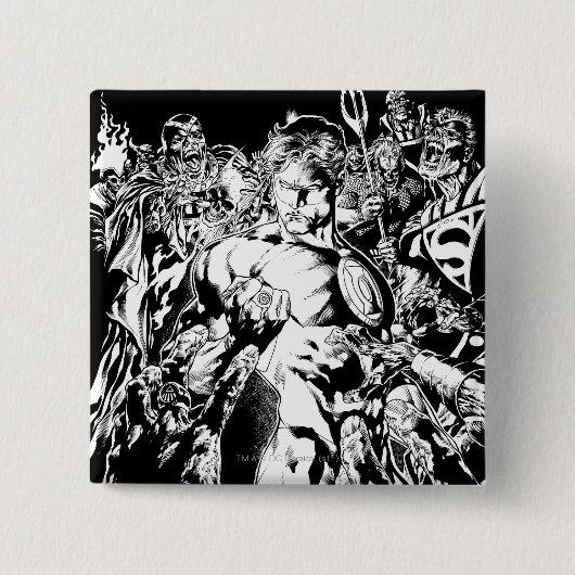 Groene Lantaarn Omringd Vierkante Button 5,1 Cm (Voorkant)