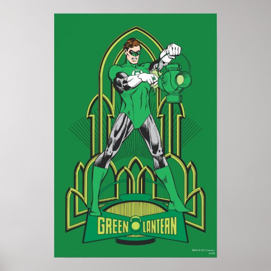 Groene Lantaarn op decoratieve achtergrond Poster (Voorkant)