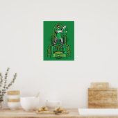 Groene Lantaarn op decoratieve achtergrond Poster (Keuken)