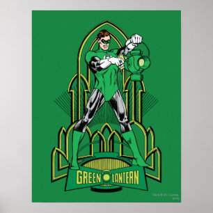 Groene Lantaarn op decoratieve achtergrond Poster