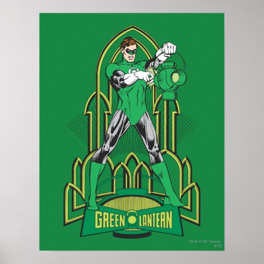 Groene Lantaarn op decoratieve achtergrond Poster (Voorkant)