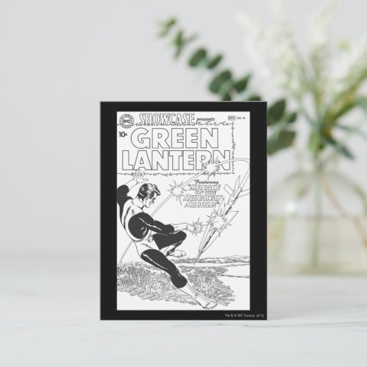 Groene lantaarn - Ritel, zwart en wit Briefkaart (Staand voorkant)