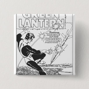 Groene lantaarn - Ritel, zwart en wit Vierkante Button 5,1 Cm