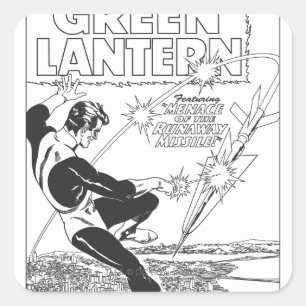 Groene lantaarn - Ritel, zwart en wit Vierkante Sticker