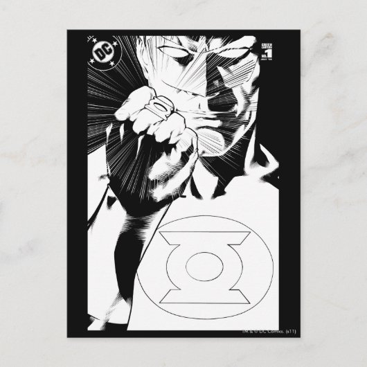 Groene Lantaarn sluit deksel op, zwart en wit Briefkaart (Voorkant)