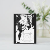 Groene Lantaarn sluit deksel op, zwart en wit Briefkaart (Staand voorkant)