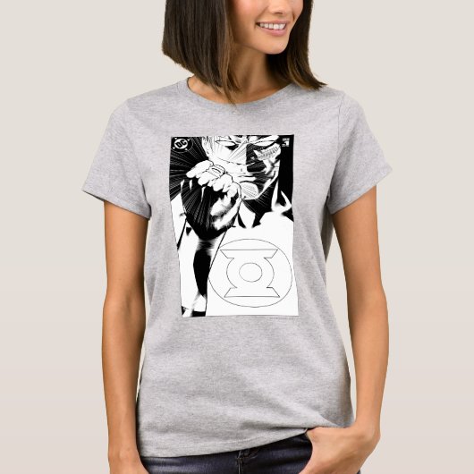 Groene Lantaarn sluit deksel op, zwart en wit T-shirt (Voorkant)