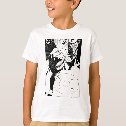 Groene Lantaarn sluit deksel op, zwart en wit T-shirt (Voorkant)