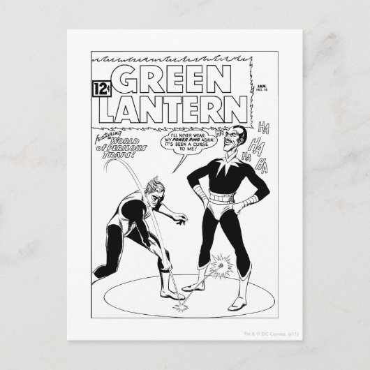 Groene lantaarn verwijdert Ring, Zwart en Wit Briefkaart (Voorkant)