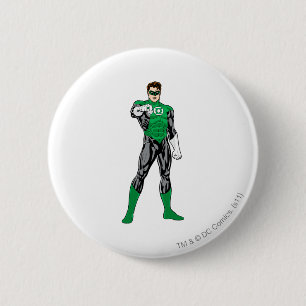 Groene lantaarn - volledig geremd, vast ronde button 5,7 cm