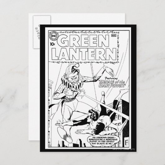 Groene lantaarn vs. clown, zwart en wit briefkaart (Voorkant / Achterkant)