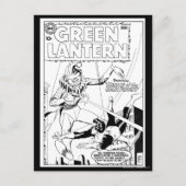 Groene lantaarn vs. clown, zwart en wit briefkaart (Voorkant)