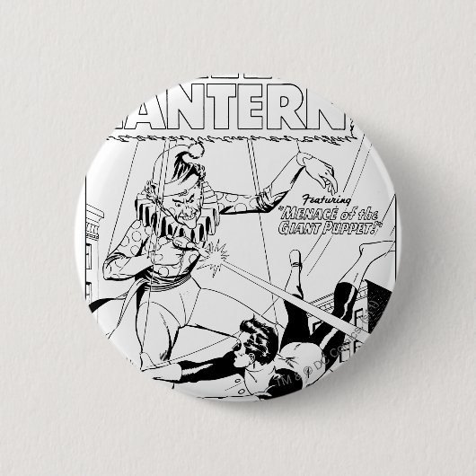 Groene lantaarn vs. clown, zwart en wit ronde button 5,7 cm (Voorkant)