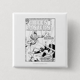 Groene lantaarn vs. clown, zwart en wit vierkante button 5,1 cm