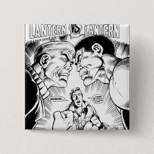 Groene Lantaarn vs Groene Lantaarn, Zwart en Wit Vierkante Button 5,1 Cm (Voorkant)