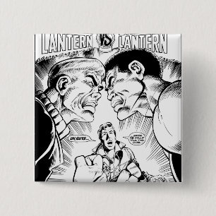 Groene Lantaarn vs Groene Lantaarn, Zwart en Wit Vierkante Button 5,1 Cm