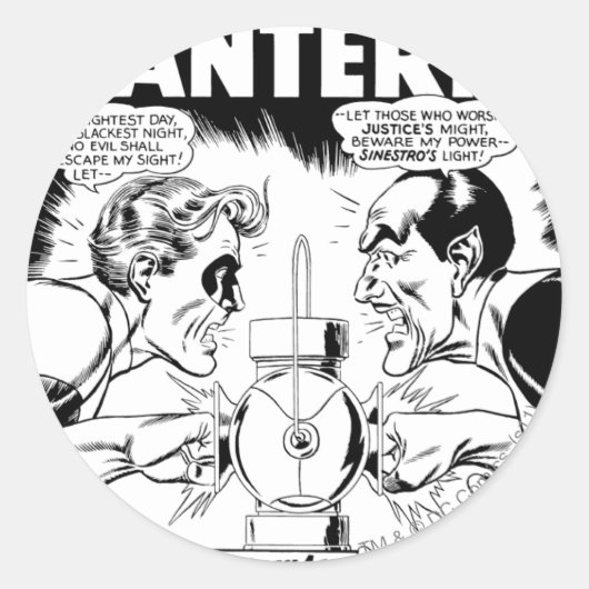 Groene Lantaarn vs. Sinestro, Zwart en Wit Ronde Sticker (Voorkant)