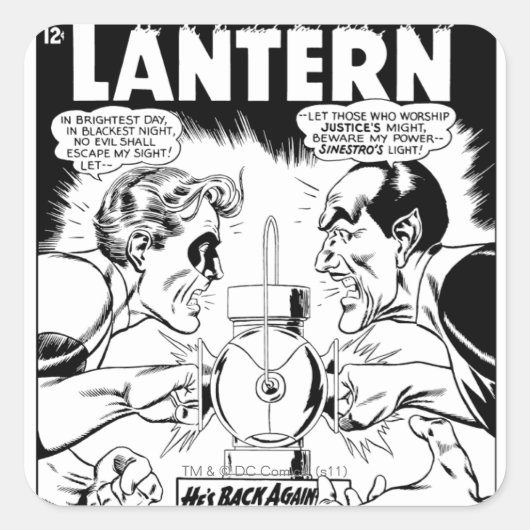 Groene Lantaarn vs. Sinestro, Zwart en Wit Vierkante Sticker (Voorkant)