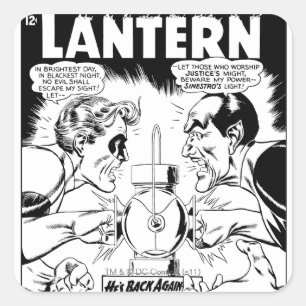 Groene Lantaarn vs. Sinestro, Zwart en Wit Vierkante Sticker