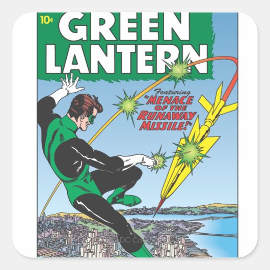 Groene lantaarn - wegwerpraketten vierkante sticker (Voorkant)