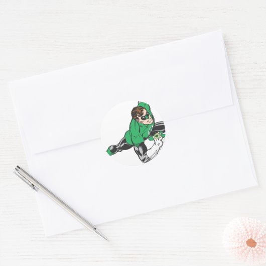 Groene lantaarns ronde sticker (Envelop)