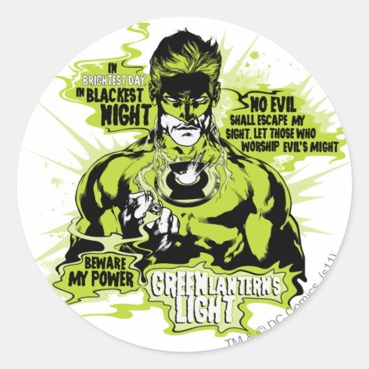 Groene Lantaarntekst Collage - Kleur Ronde Sticker (Voorkant)