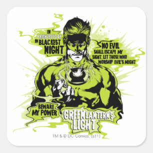 Groene Lantaarntekst Collage - Kleur Vierkante Sticker