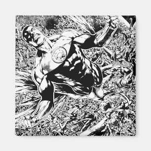 Groene Lantern en de maan - Zwart-wit Magneet