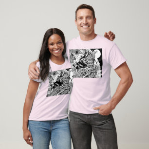 Groene Lantern en de maan - Zwart-wit T-shirt