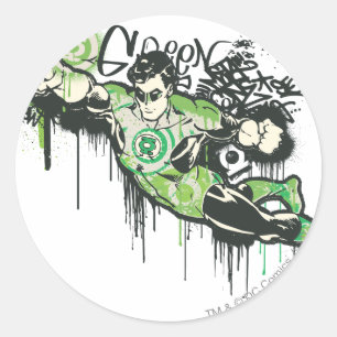 Groene lantern Graffiti Character Ronde Sticker