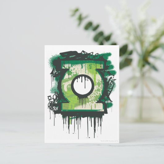 Groene Lantern Graffiti-symbool Briefkaart (Staand voorkant)