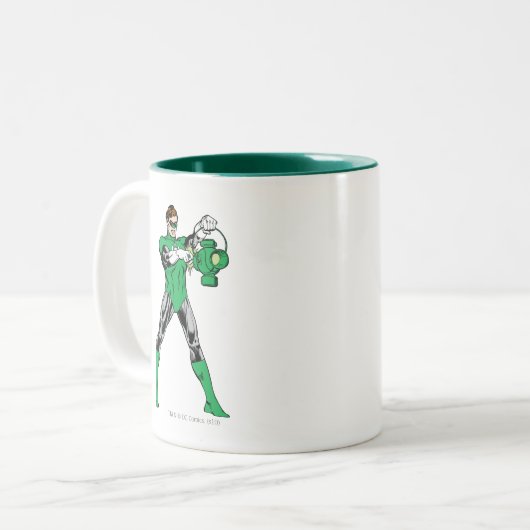 Groene Lantern met Lantern Tweekleurige Koffiemok (Voorkant links)