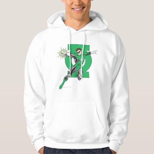 Groene Lantern met Logo Achtergrond Hoodie (Voorkant)