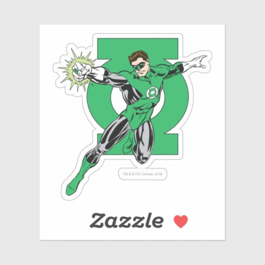 Groene Lantern met Logo Achtergrond Sticker (Vel)