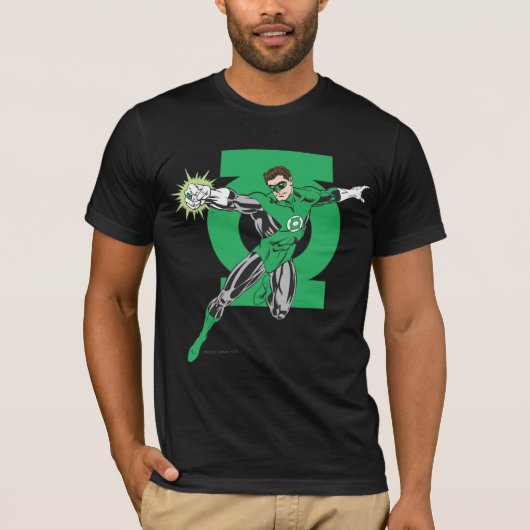 Groene Lantern met Logo Achtergrond T-shirt (Voorkant)