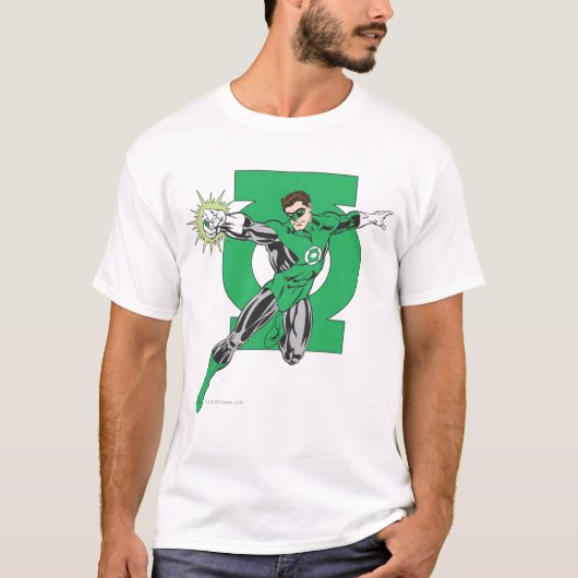 Groene Lantern met Logo Achtergrond T-shirt (Voorkant)