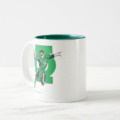 Groene Lantern met Logo Achtergrond Tweekleurige Koffiemok (Voorkant links)