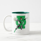 Groene Lantern met Logo Achtergrond Tweekleurige Koffiemok (Links)