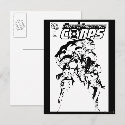 Groene lantiercorps, zwart en wit briefkaart (Voorkant / Achterkant)